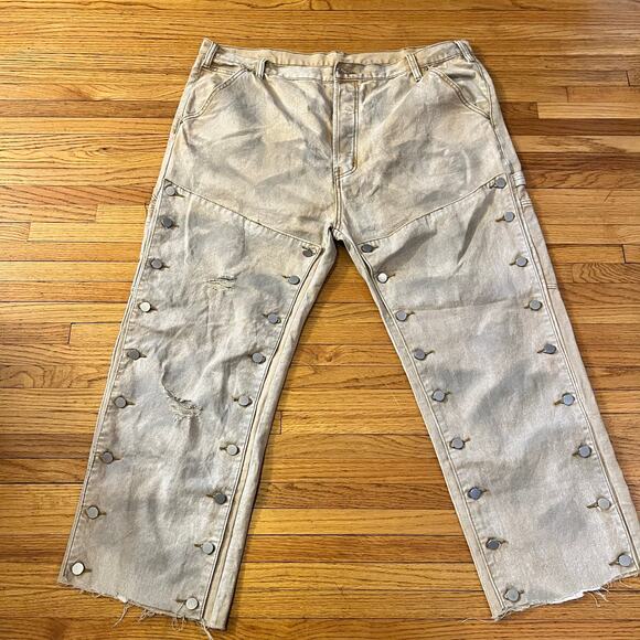 MNML Jeans Pants Mens 42 Button Front Panels Button Fly Straight ** - Picture 1 of 13